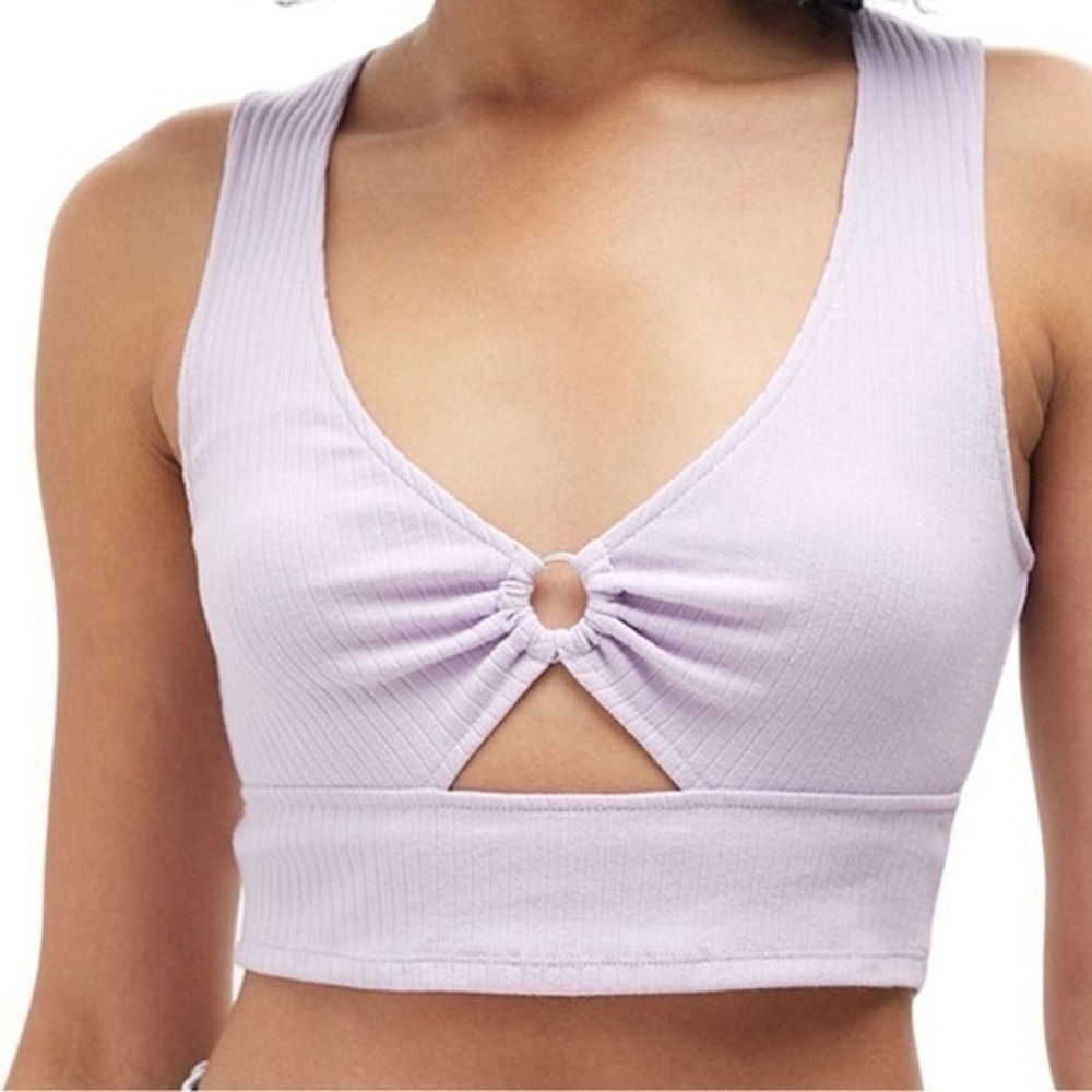 PacCares Long Beach Keyhole Ring Crop Top Ribbed, lilac purple, size XS